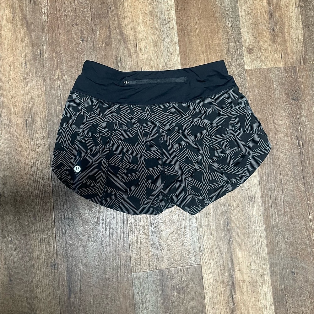 Black Patterned Lululemon Speed Up Shorts
